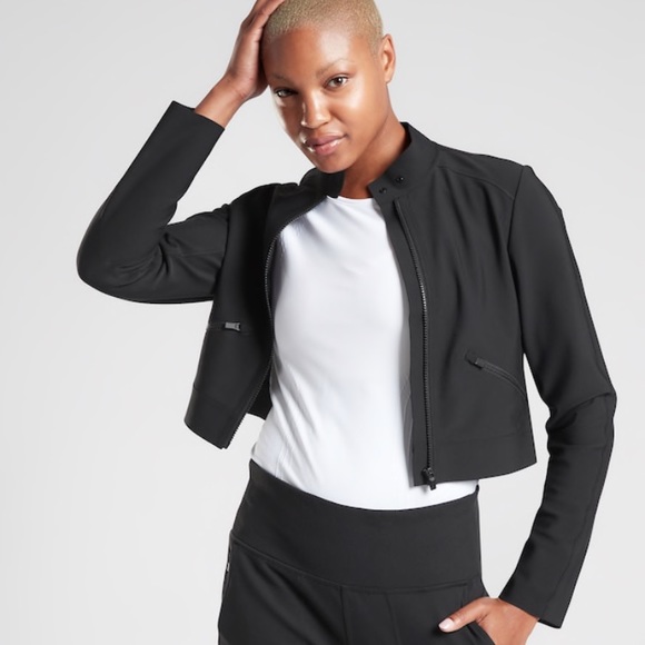 Athleta Jackets & Coats Hpathleta Lunar Moto Jacket Cropped Length2